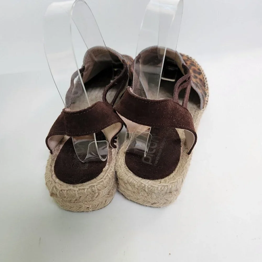 Picon Made In Spain Leopard Print Leather Espardrilles Size 8